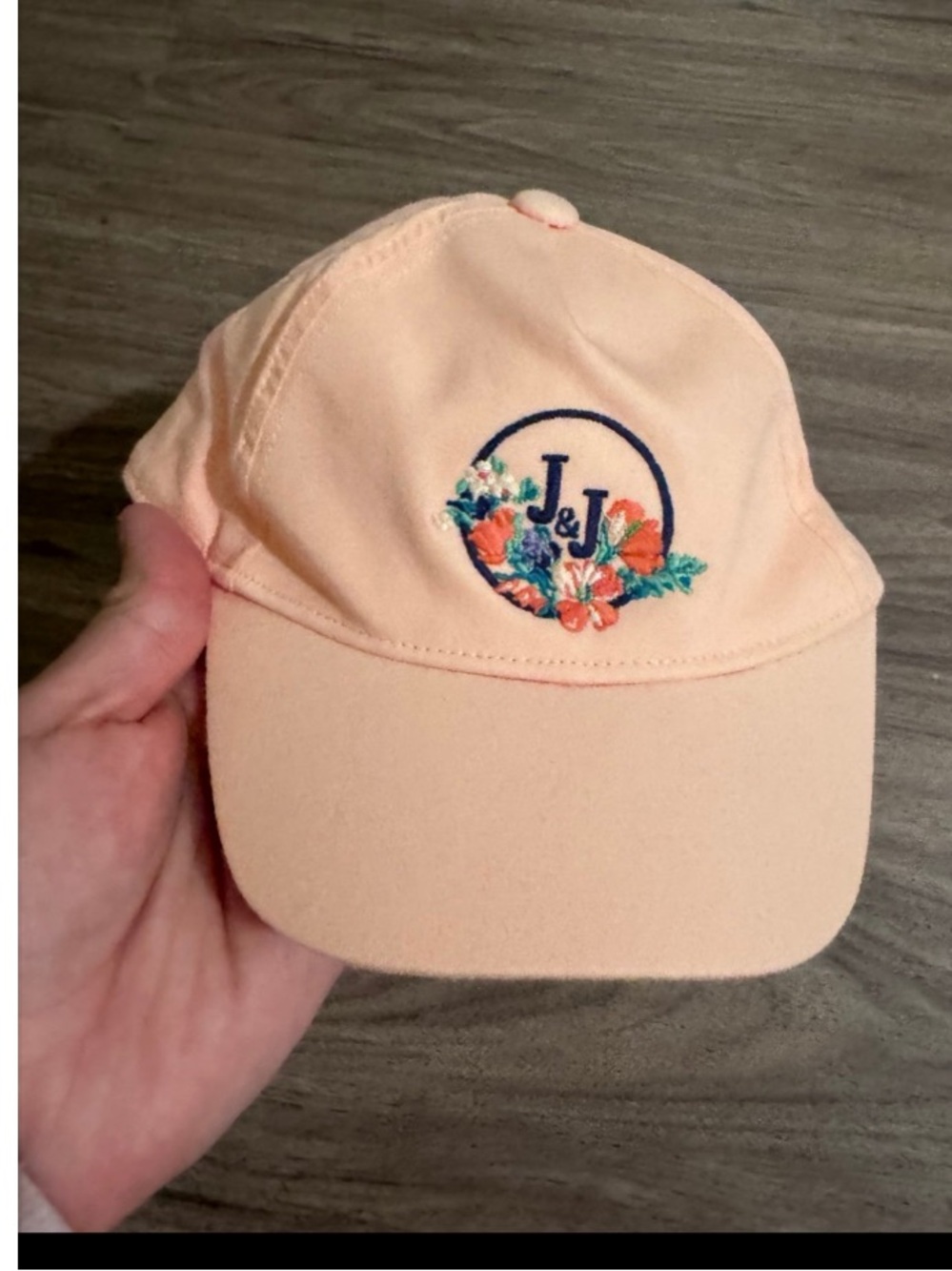 Janie and Jack Peach Floral J&J Embroidered Kids Cap